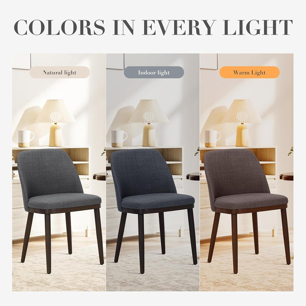 COLAMY Upholstered Dining Chairs Set of 4, Modern Kitchen Chairs with Back, Leather Side Dining Room Chairs with Wood Legs for Kitchen Dining Room Restaurant,Light Grey