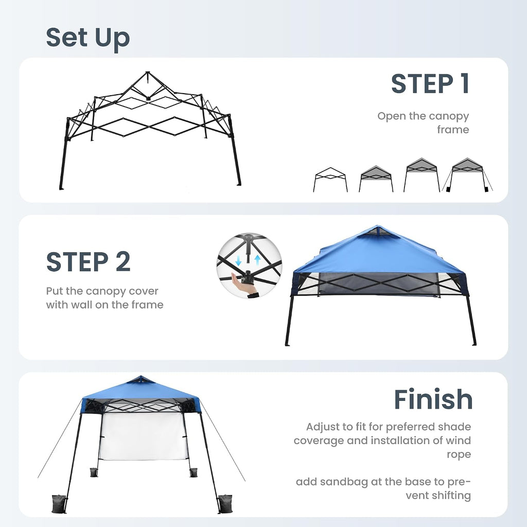 PHI VILLA 8x8ft Pop Up Canopy Tent Instant Portable Shelter