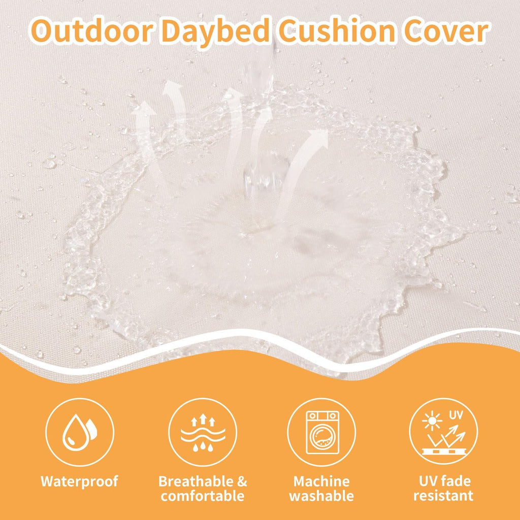 outdoor daybed cushion cover, 66" waterproof daybed cover, side view