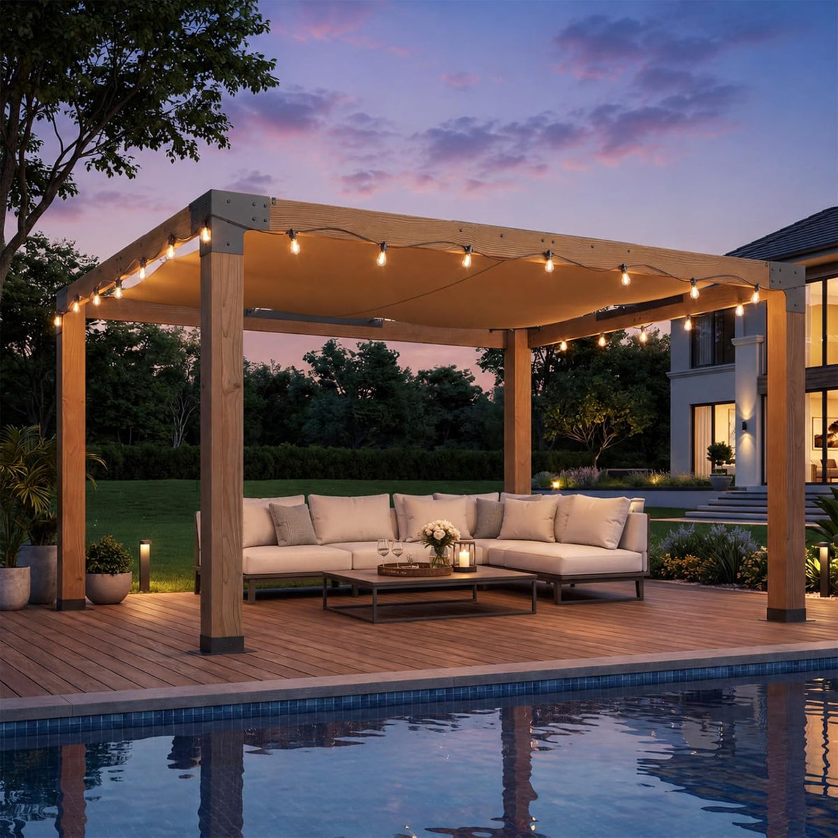 Aoxun 10 x 12 Cedar Wood Pergola Outdoor Solid Wooden Pergola Kit