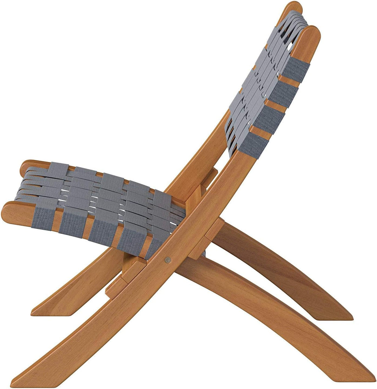 Balkene Home Sava Acacia Wood Folding Chair with Gray Woven Seat