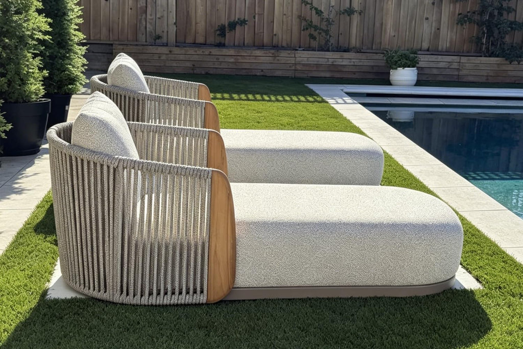 PURPLE LEAF Pool Lounge Chairs Set of 2 Plush Olefin Cushion Chaise Lounge