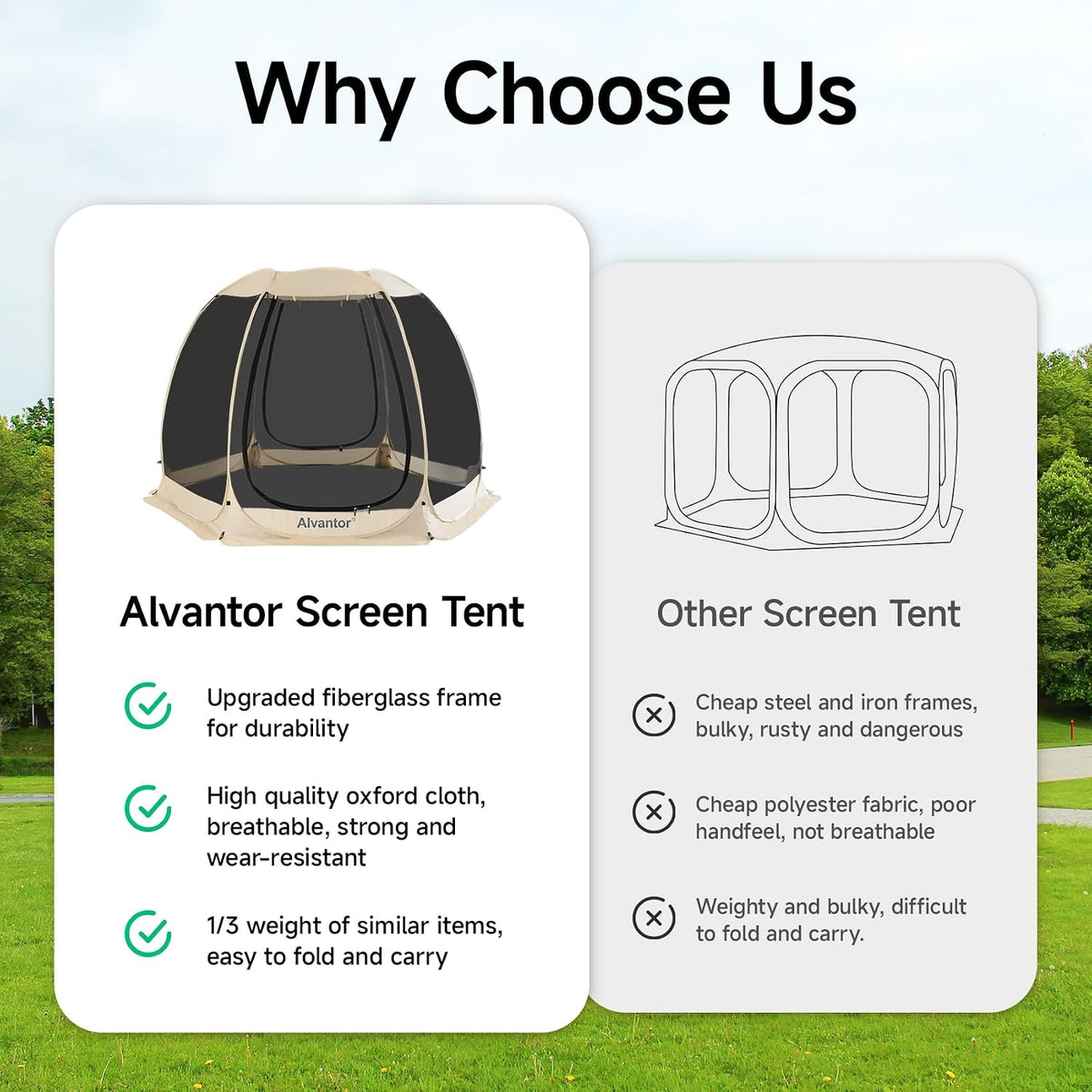 alvantor pop up screen house tent, instant outdoor shown in use
