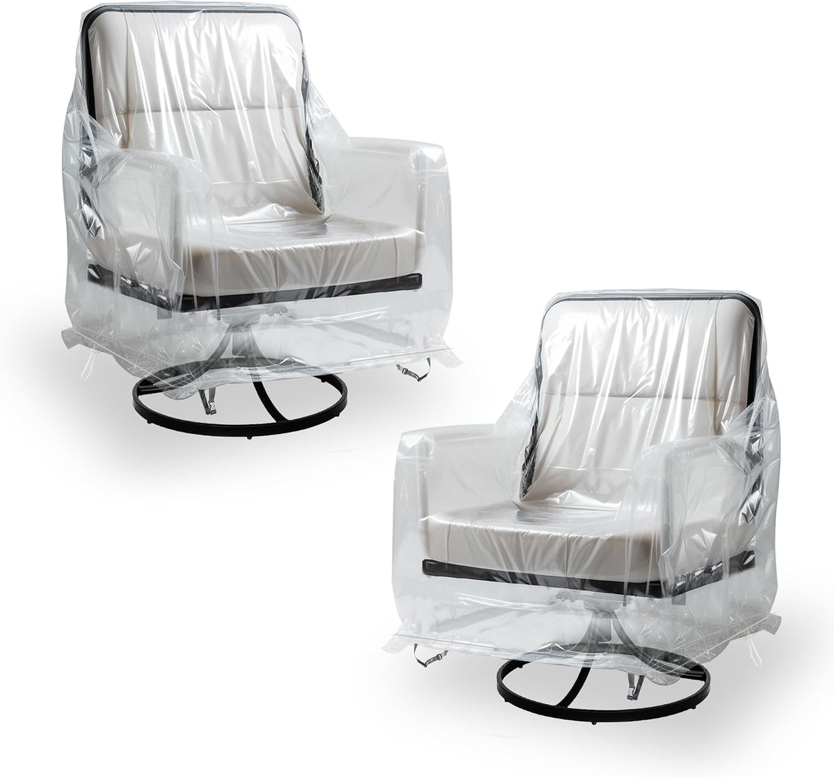 2 Pack Clear PVC Patio Swivel Chair Covers, Waterproof, 33 x 35 x 38.5 In
