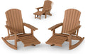 4-in-1 Adirondack Rocking Chair Set of 2, HDPE, Footrest, Teak