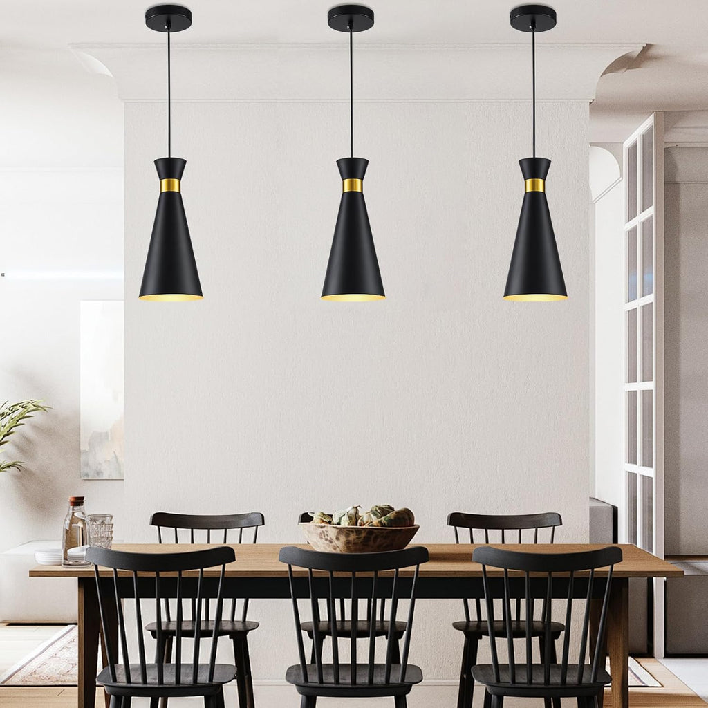 2026 New Pendant Lights Kitchen Island 3 Pack 13"H Gold Black Pendant Light