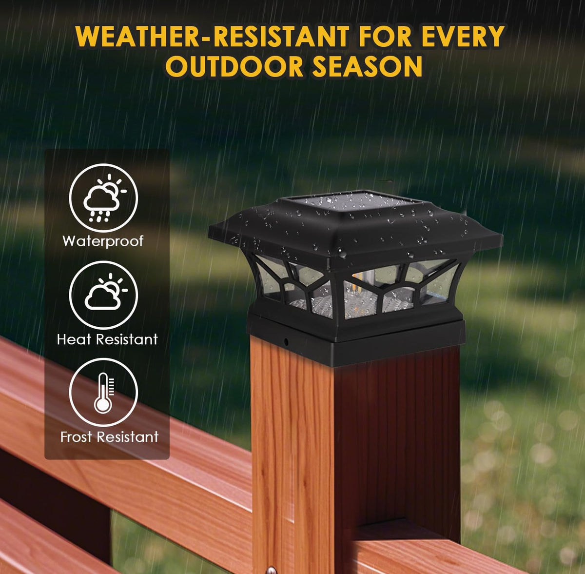 solar post cap lights outdoor waterproof, dual light, package contents
