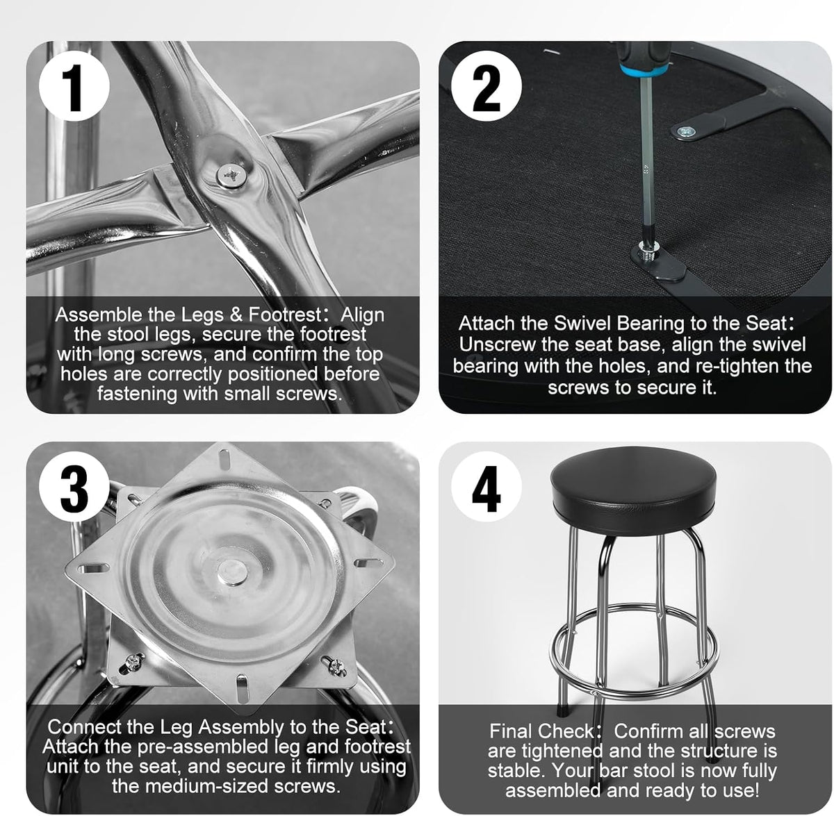 YELLOW JACKET Swivel Bar Stool with Footrest, Padded Seat