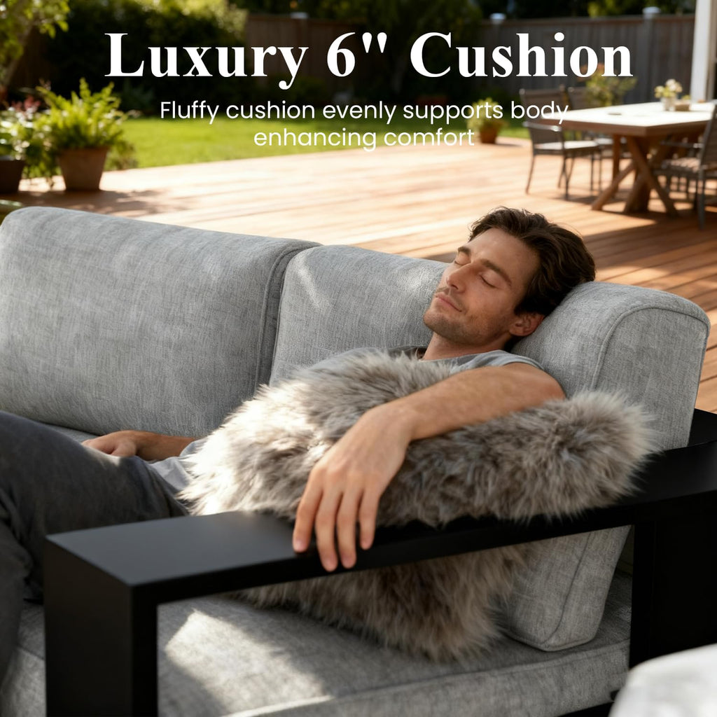 LayinSun 4 Piece Oversized Aluminum Outdoor Furniture Set with Coffee Table
