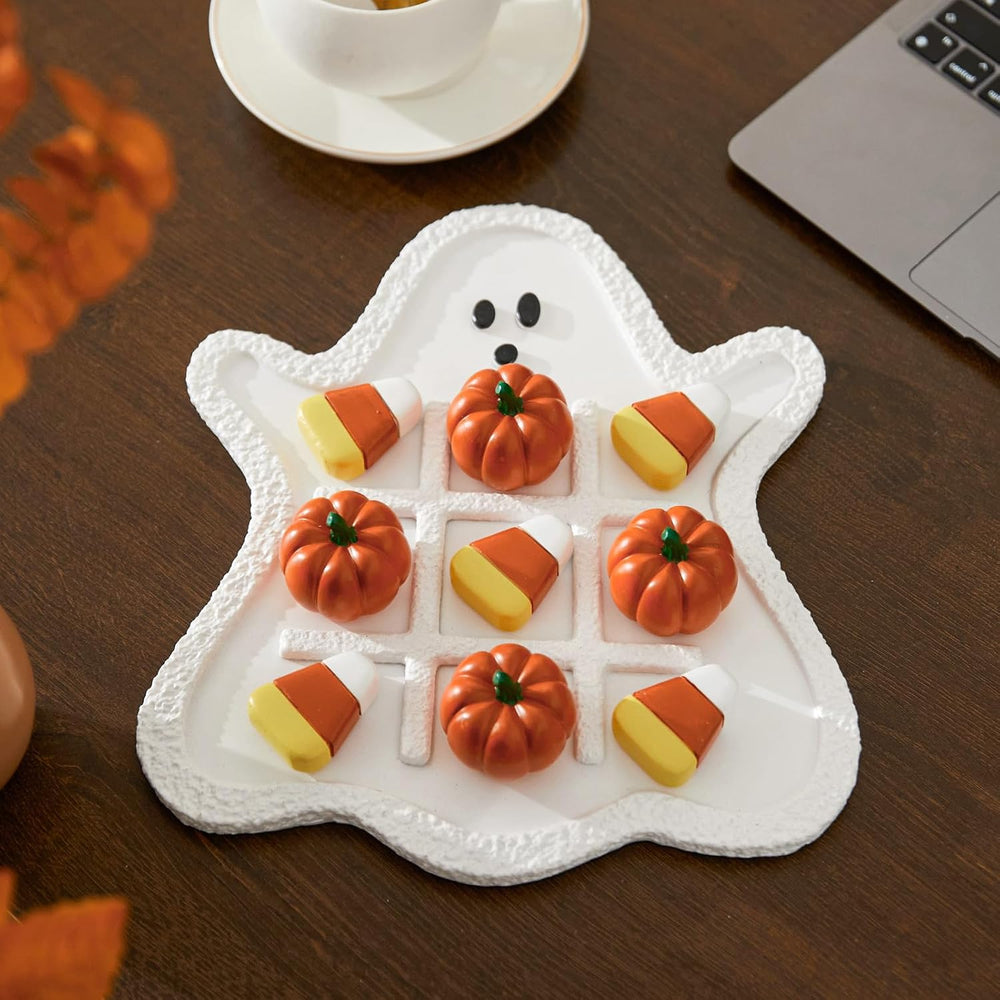 WDS WONDROUS Halloween Tic Tac Toe with Pumpkins, Fall Coffee Table Decor