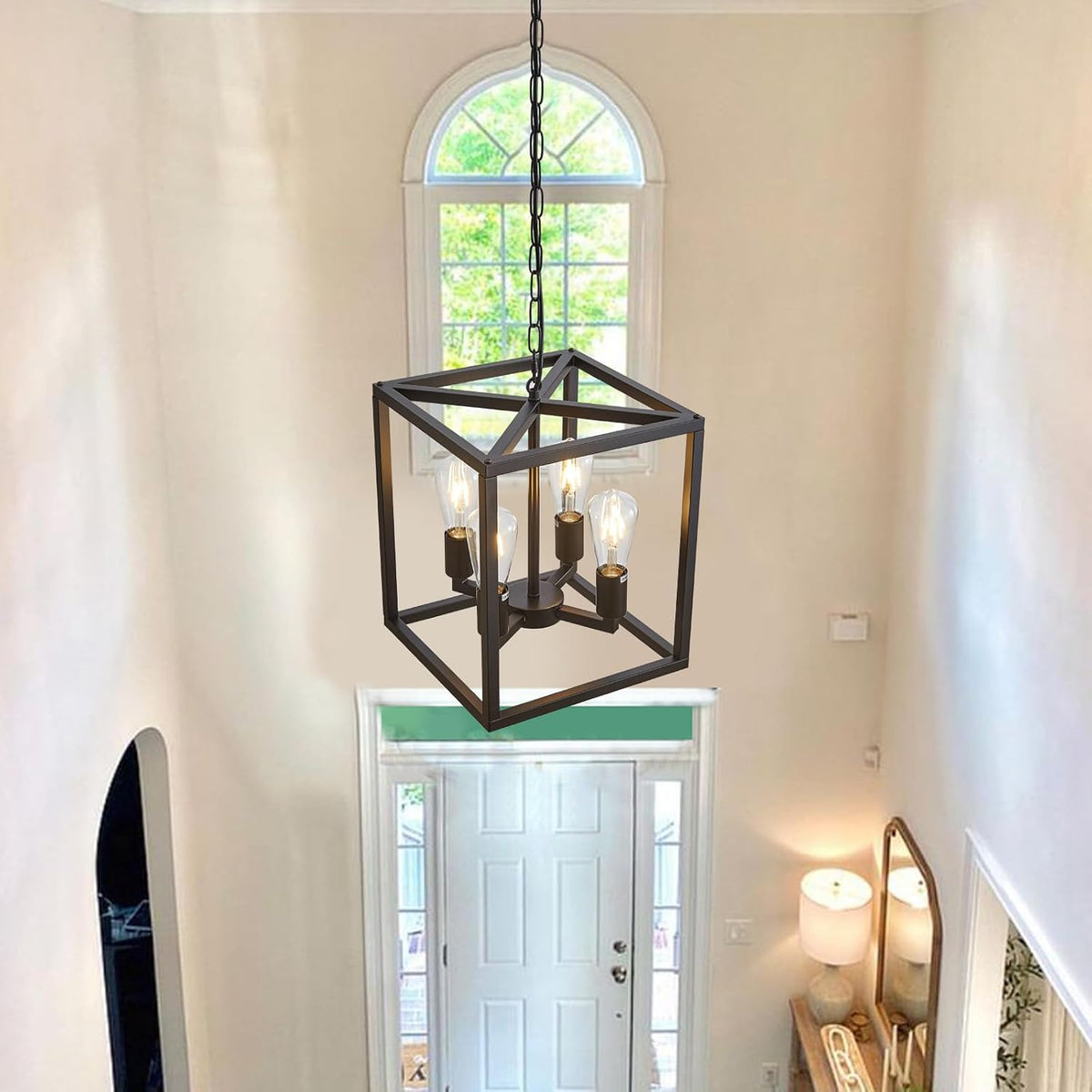 lanhall 4-light farmhouse chandelier fixture rustic industrial pendant, side view