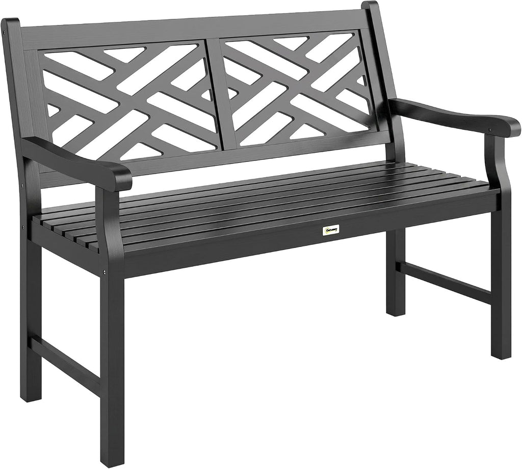 Outsunny Outdoor Garden Bench Wooden Frame Patio Bench 43.25 Inch Black