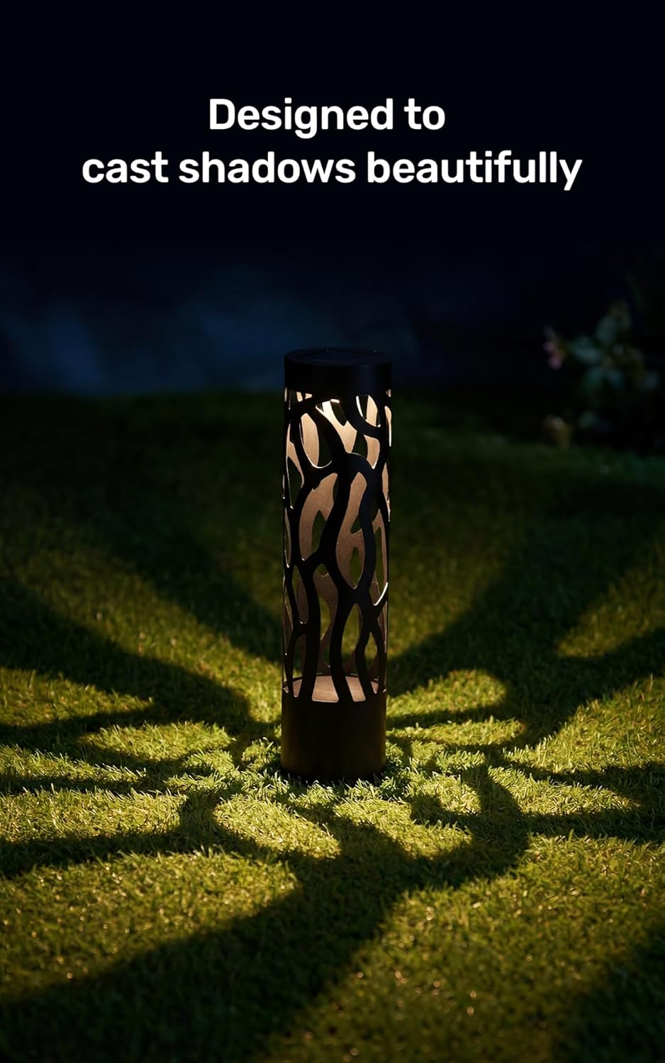 Home Zone Living Secure Solar Bollard Pathway Lights, 4-Pack, Black, 4"x16"