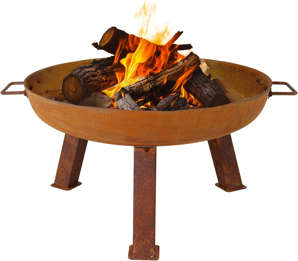 Sunnydaze Cast Iron Heavy Duty Small Fire Pit for Outside Wood Burning, 24"