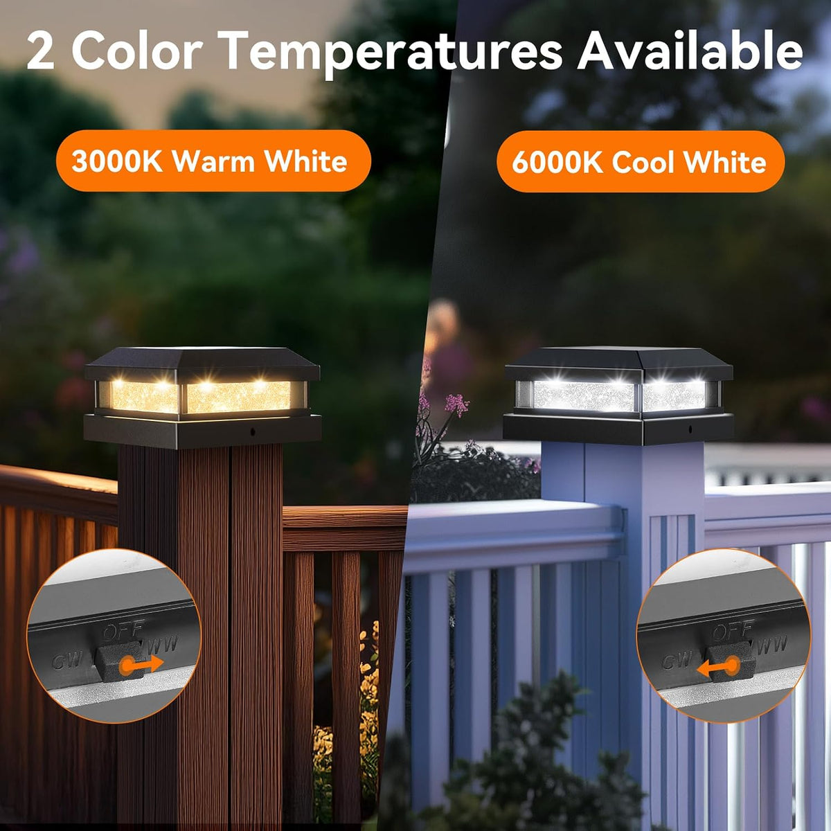 Brightever 4x4 5x5 Solar Post Cap Lights Outdoor 12-Pack Black