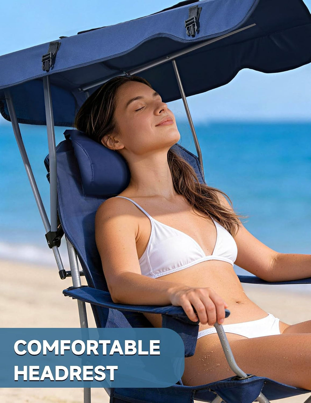 eo living backpack beach chair with canopy shade showing dimensions