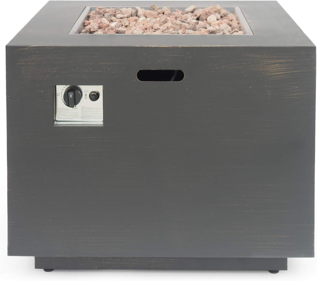 Christopher Knight Home Solomon Outdoor 33-Inch Square Fire Pit, Brushed Brown