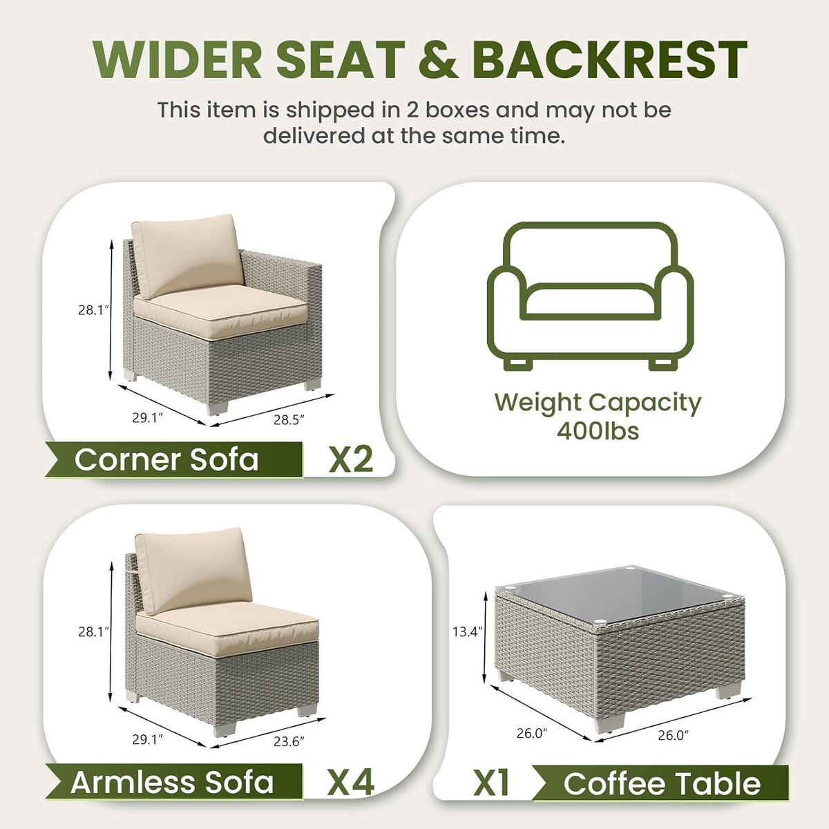 7 Pieces Outdoor Patio Furniture Set, Outdoor Sectional Furniture Set, All-Weather PE Rattan Wicker Sofa with Cushions for Balcony, Deck, Garden