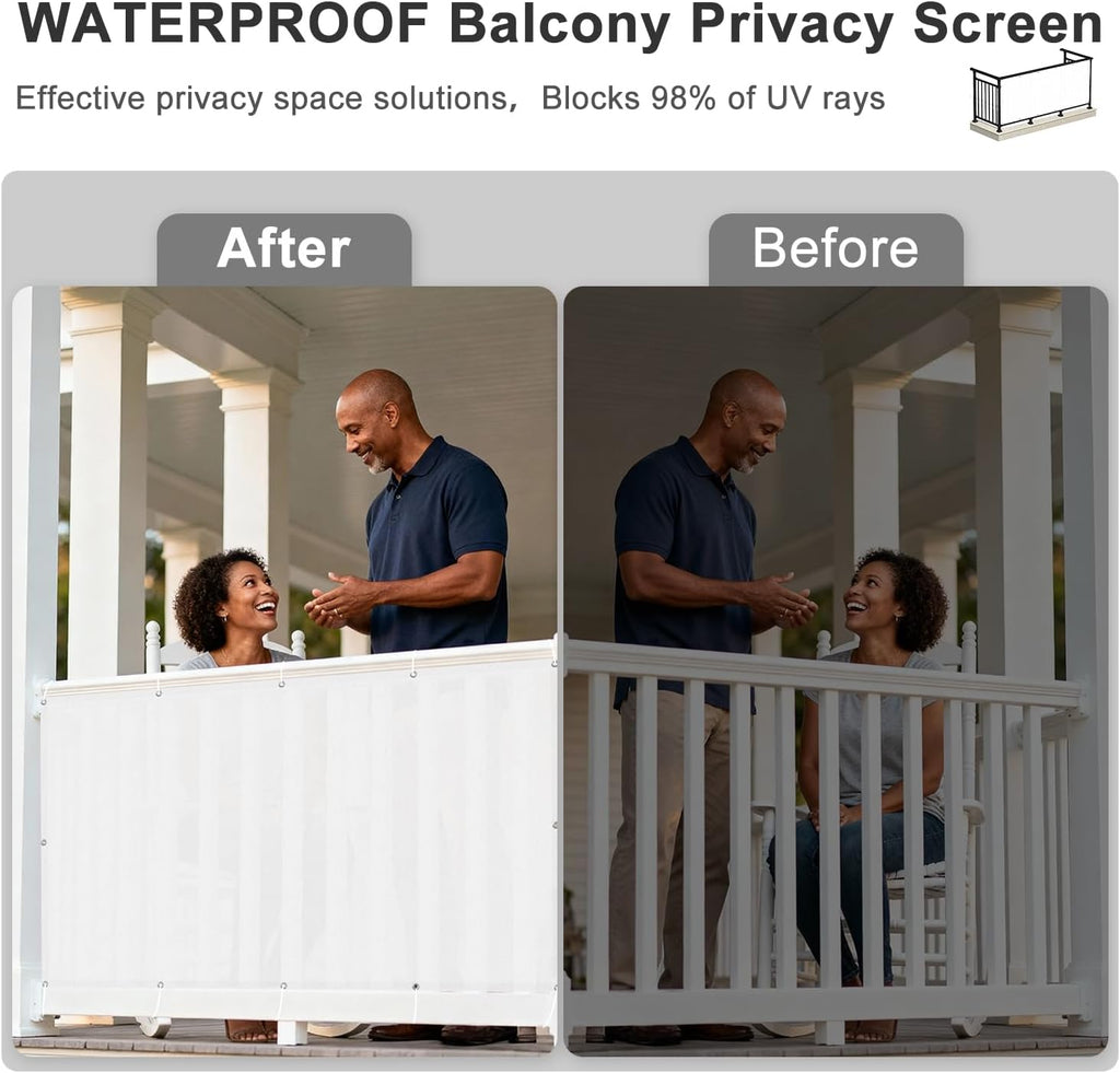 SUNNY GUARD 3'x16.5' Waterproof Balcony Privacy Screen PES, Patio Fence