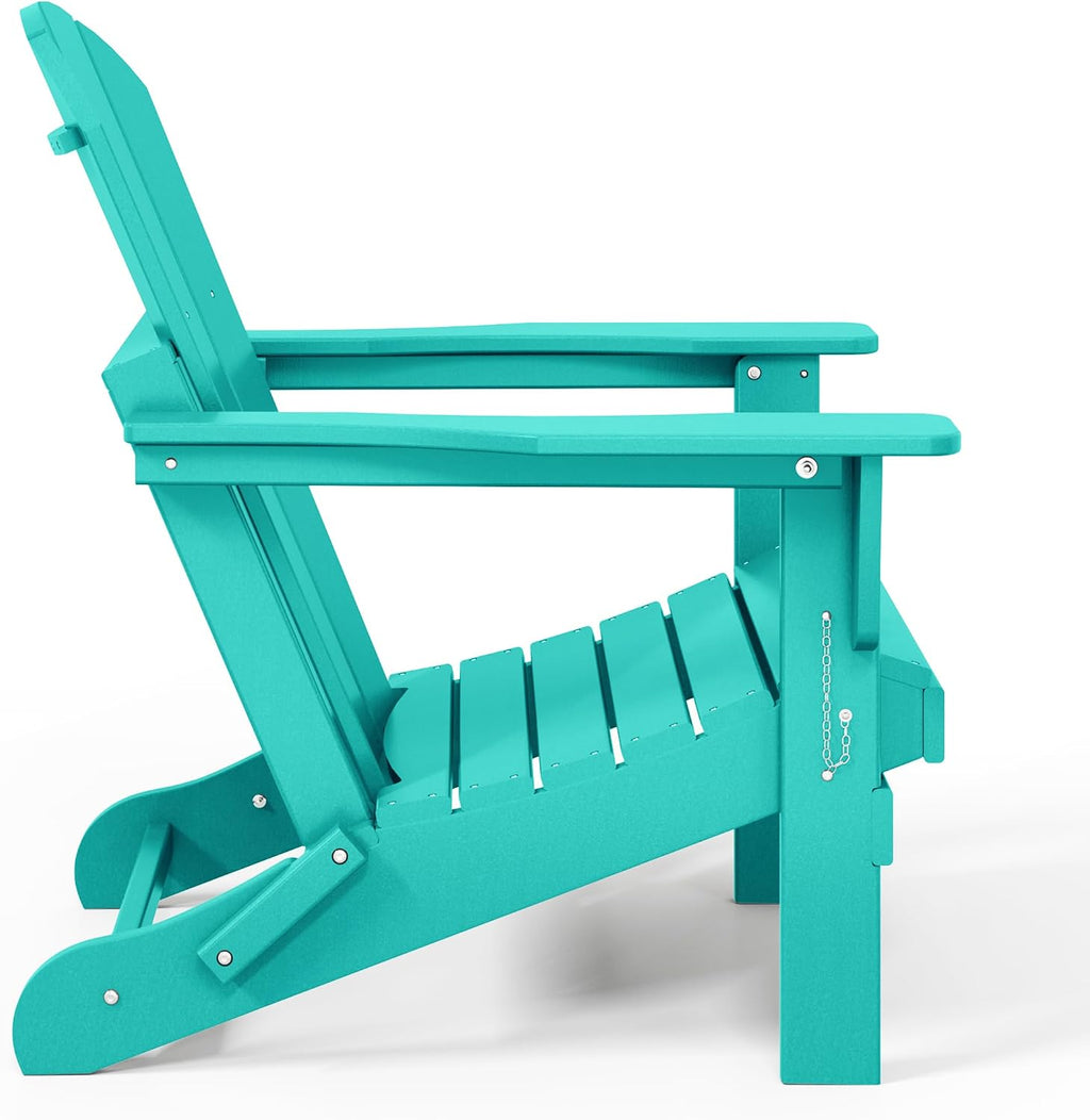 WestinTrends Malibu Outdoor HDPE Folding Adirondack Chair, Pacific Blue