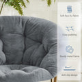 Simple Deluxe Cozy Chair, Faux Fur Saucer Chair for Bedroom, Comfy Foldable Moon Chair, Round Fluffy Chair for Living Room, Fuzzy Saucer Chairs for Adults Room, Gray