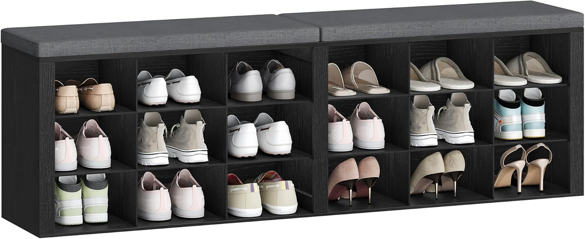 Hzuaneri Shoe Storage Bench with Cushion, Storage Bench with 18 Cubbies