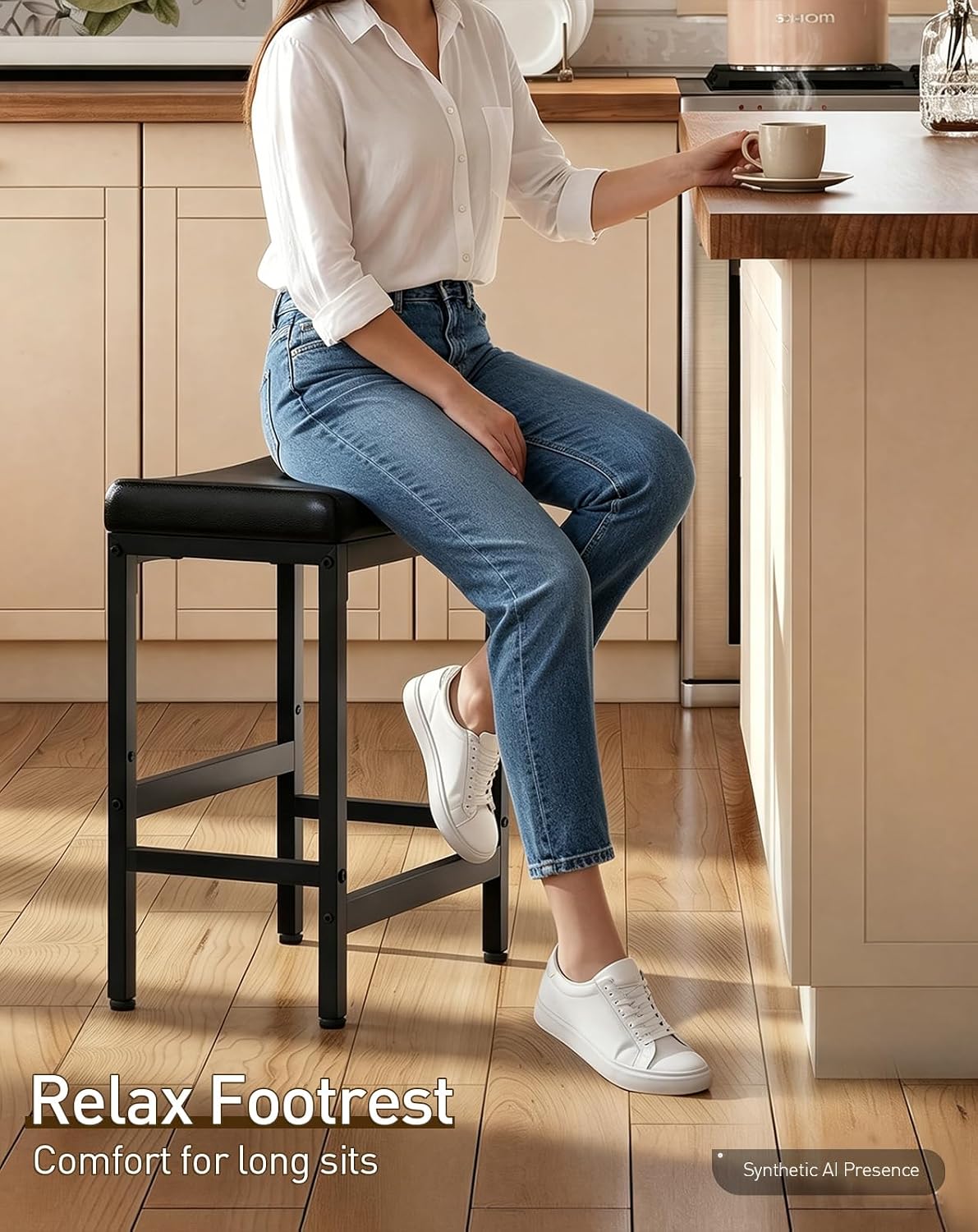 RALGEND Bar Stools Set of 2, Counter Height Stools, Kitchen Stools