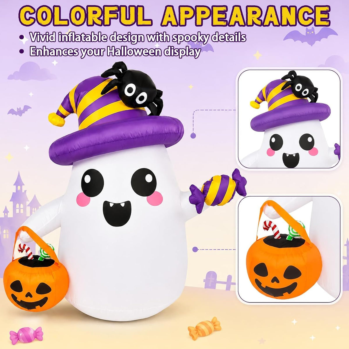 Halloween Inflatables Outdoor Decorations, 5FT Ghost Blow Up Yard Décor