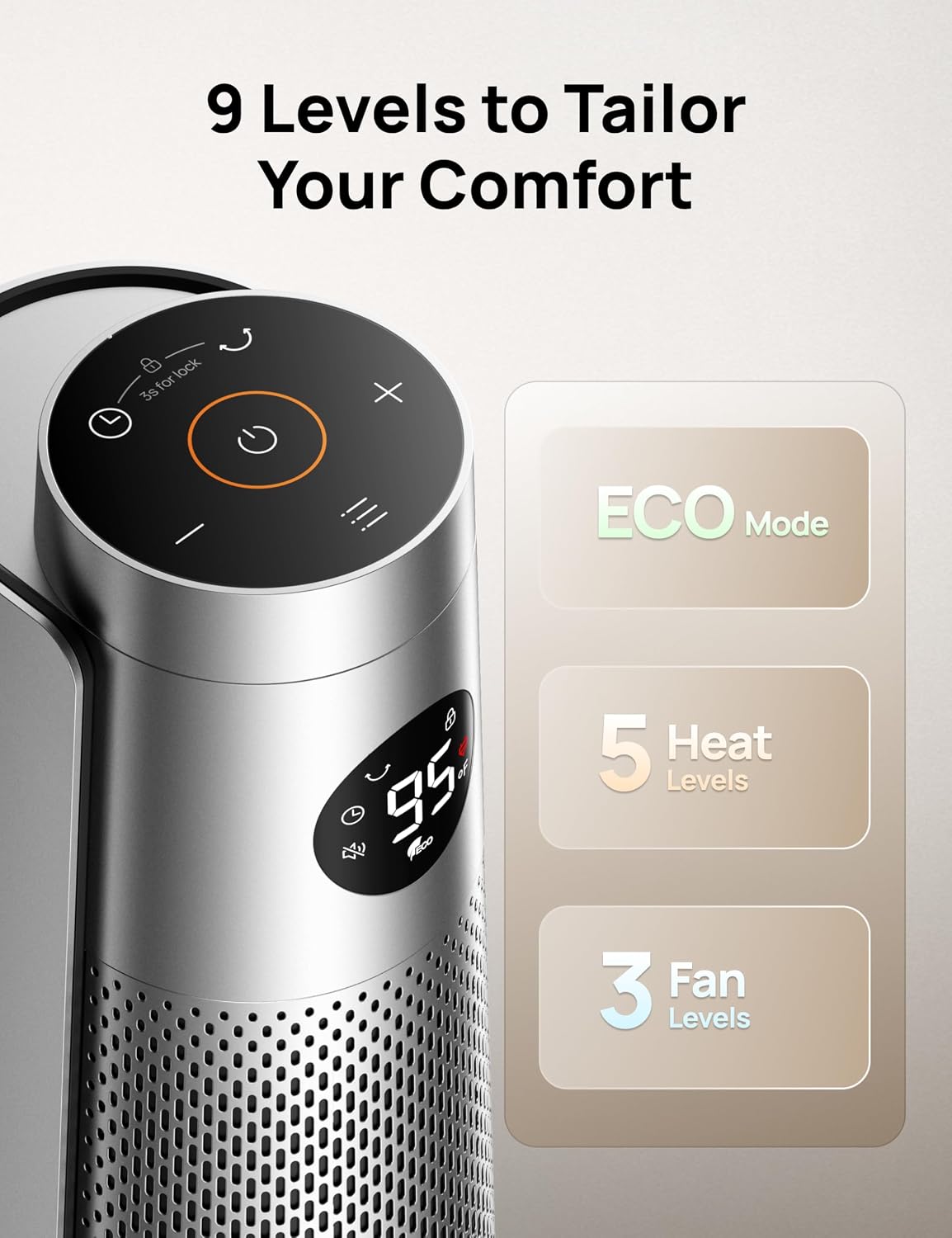 DREO Space Heater Large Room, 120° Oscillation, 30" Heaters with Remote