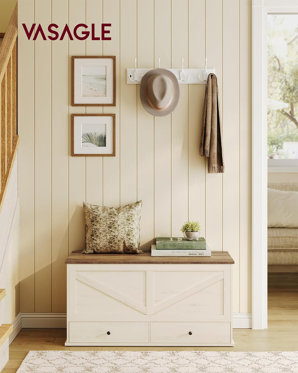 VASAGLE Storage Chest with 2 Fabric Drawers, 15.7 x 39.4 x 19.9 Inches