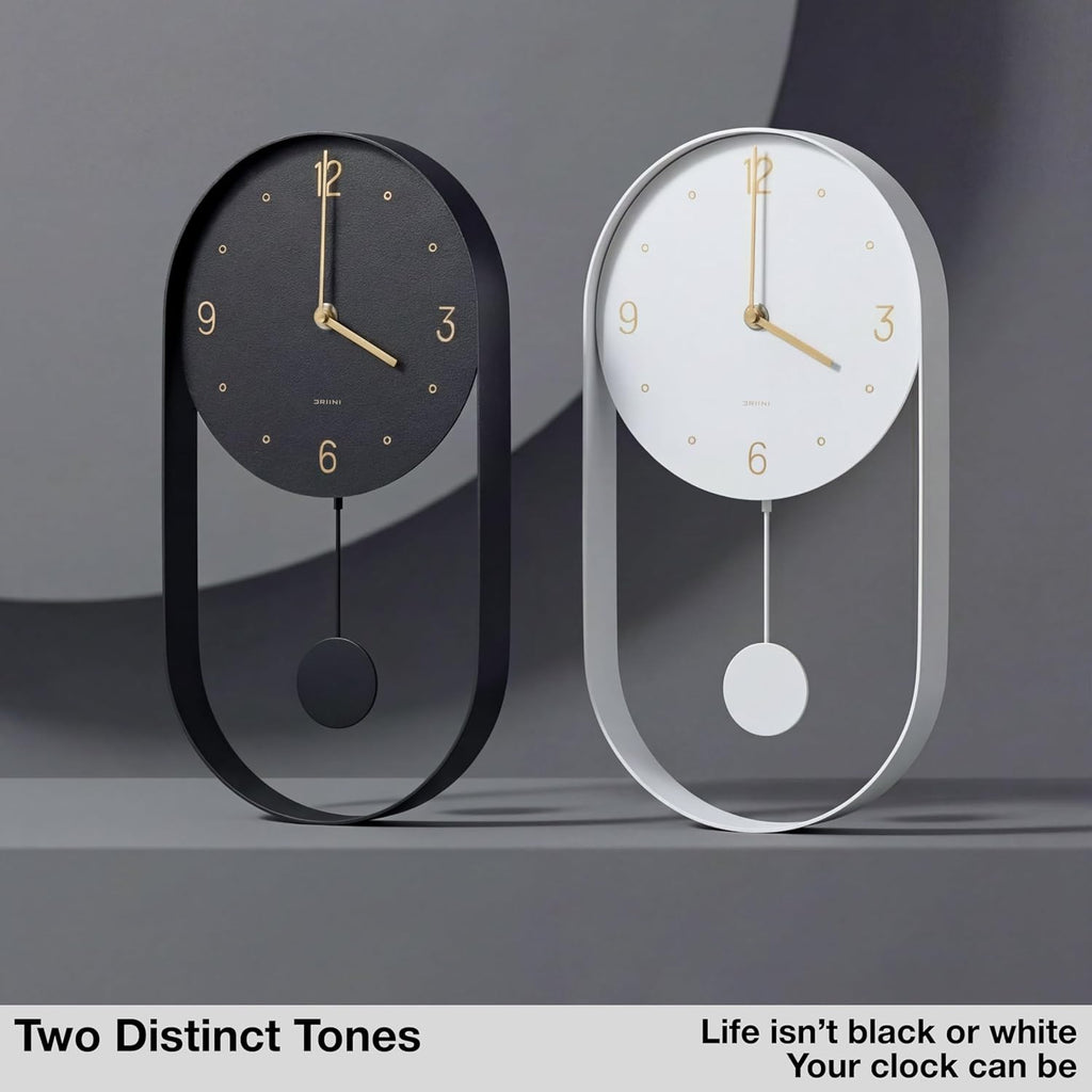 Driini Modern Pendulum Wall Clock – Small Vertical Design in Black and Gold