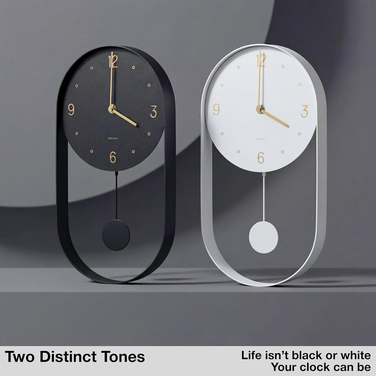 Driini Modern Pendulum Wall Clock – Small Vertical Design in Black and Gold