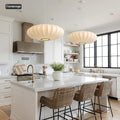 23.6in Lantern Pendant Light Bubble Saucer, White Imitation Silk