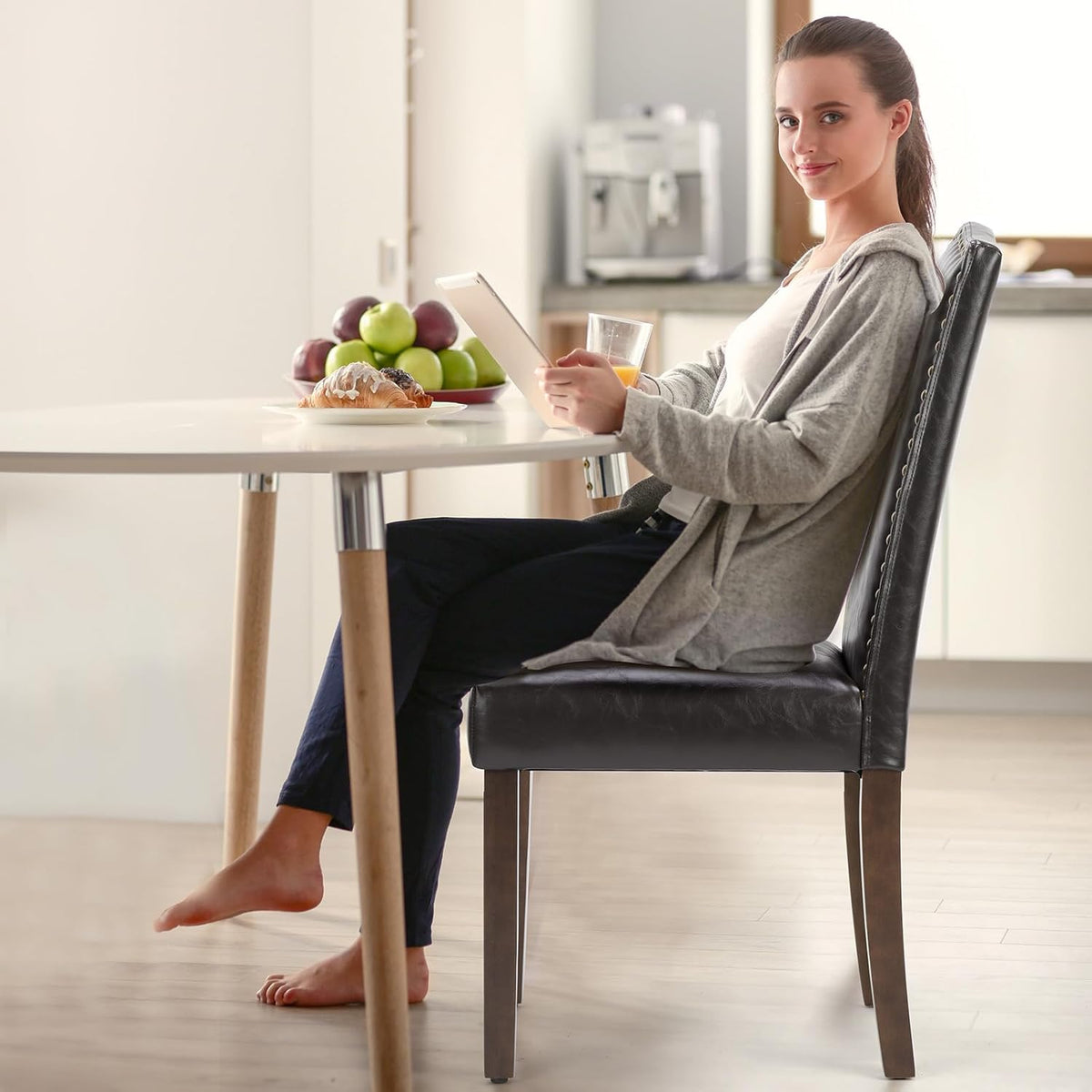 DUMOS Dining Chairs Set of 4, Modern PU Leather Kitchen Table Chairs