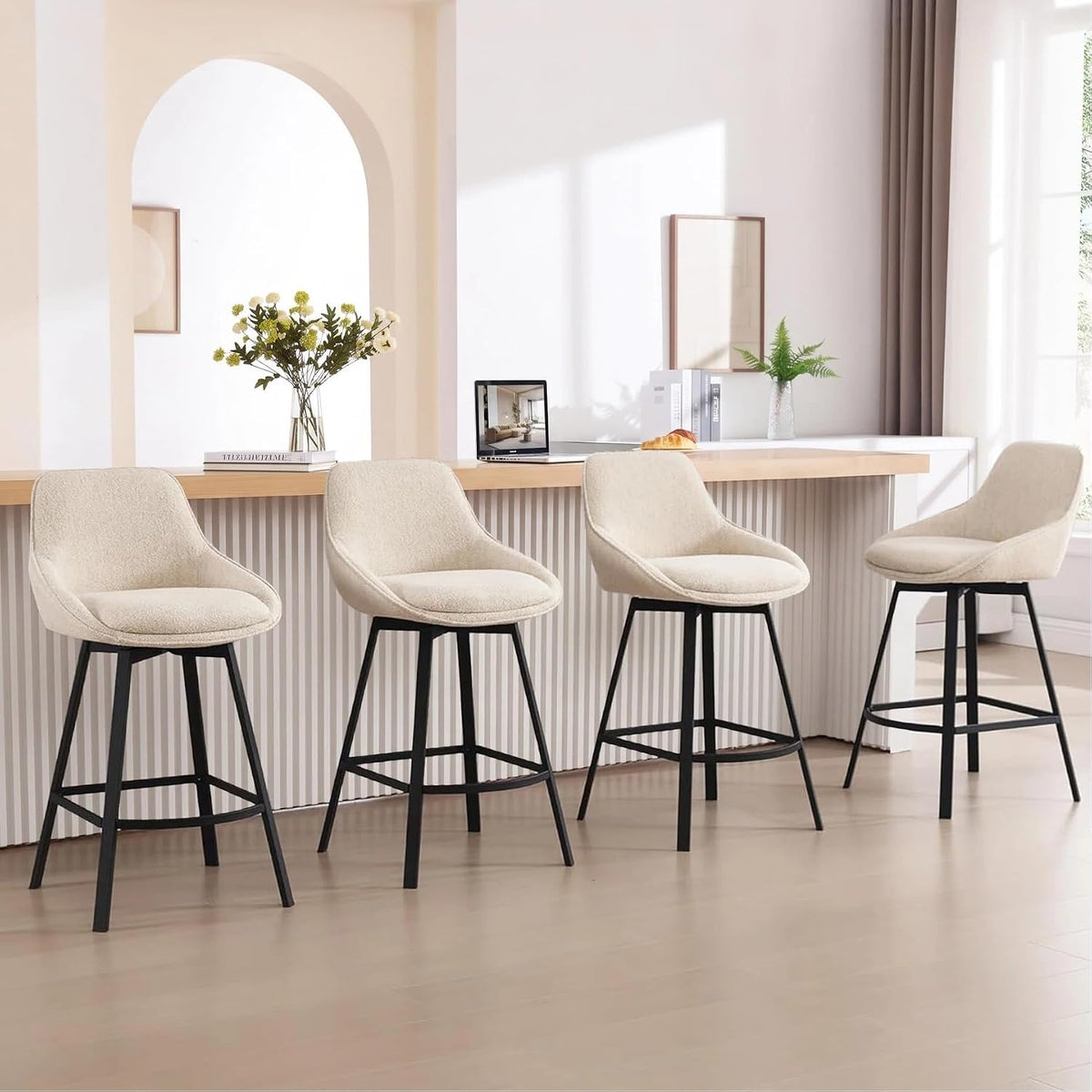 Zesthouse Swivel Bar Stools Set of 2, Modern Counter Height Stool with Back