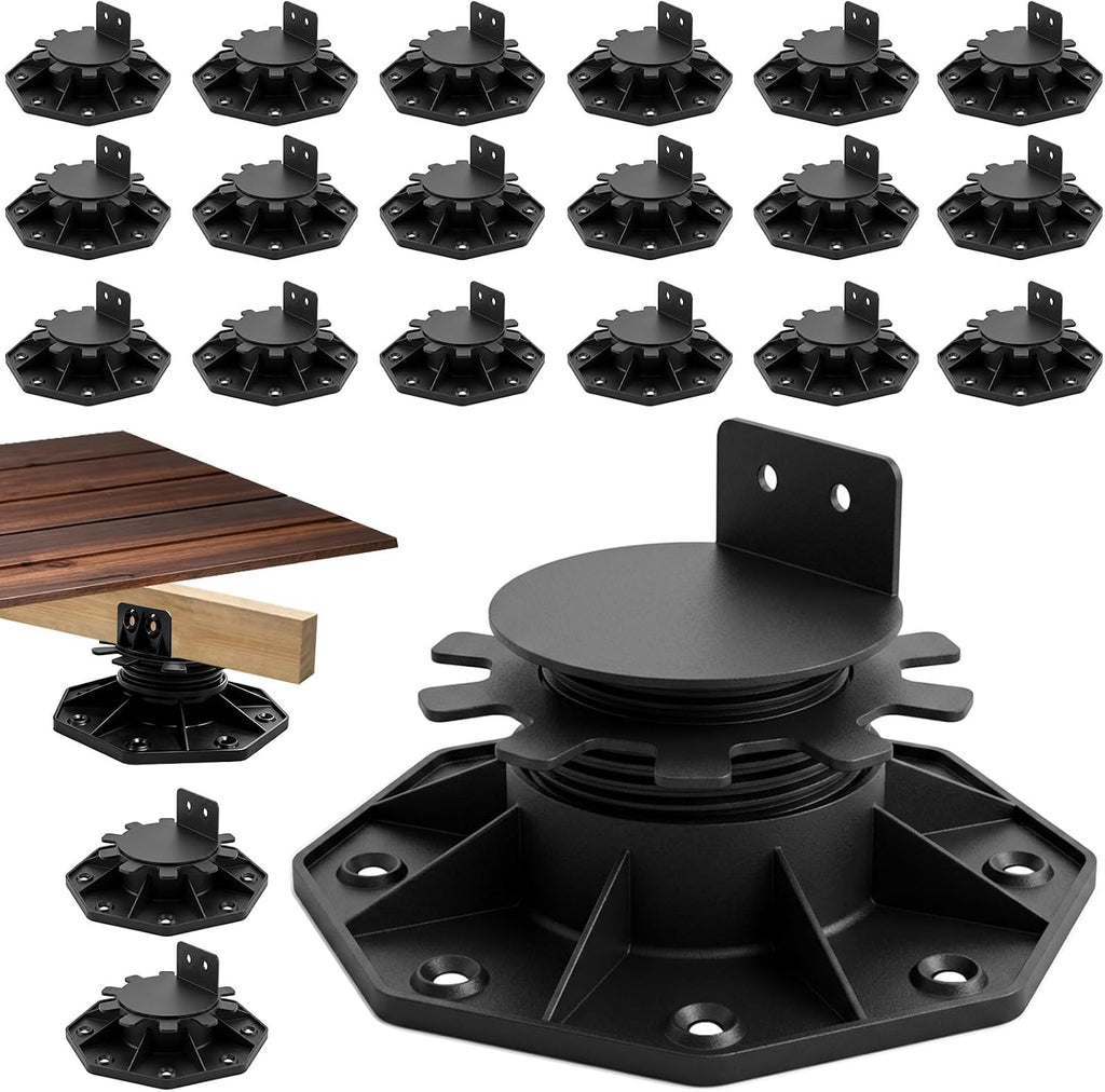 50-Pack Adjustable Deck Support Pedestals, 1-3/16"-2-3/8" H, Black