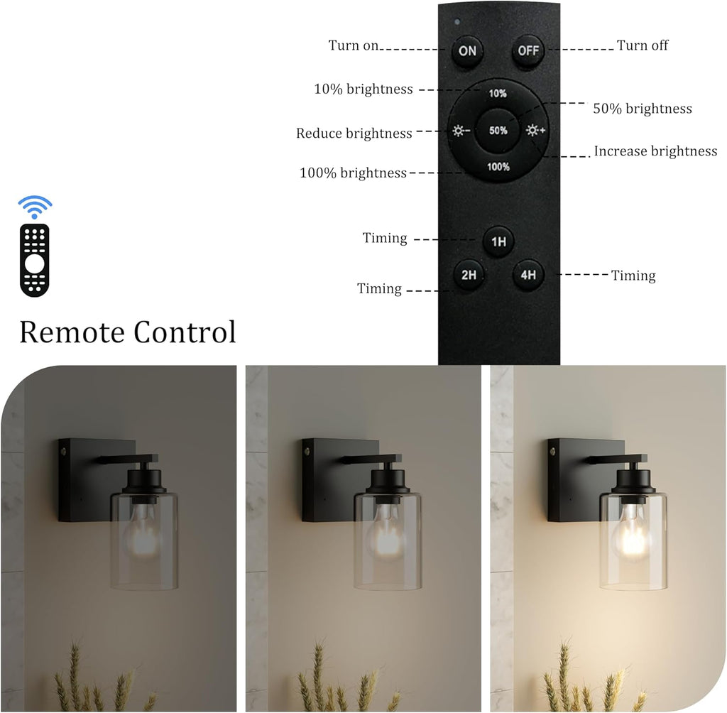Wireless Battery Operated Wall Sconce Set of Two with Remote Control