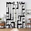 Black and White Modern Blackout Curtains, 52 x 84 Inch, Grommet, 2 Panels