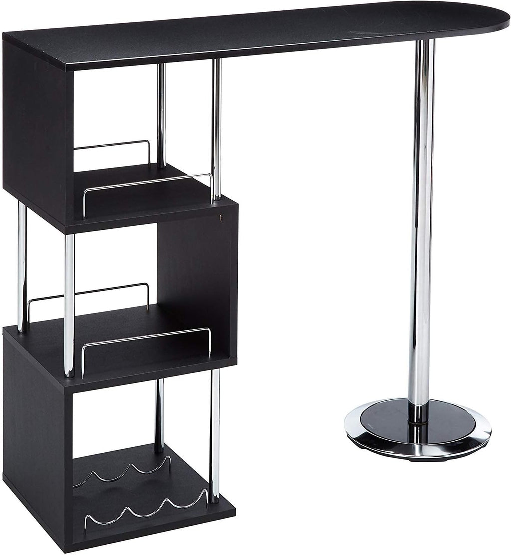 Kings Brand Furniture - Minorca Modern Wine Bar Table w/Shelves (Black)