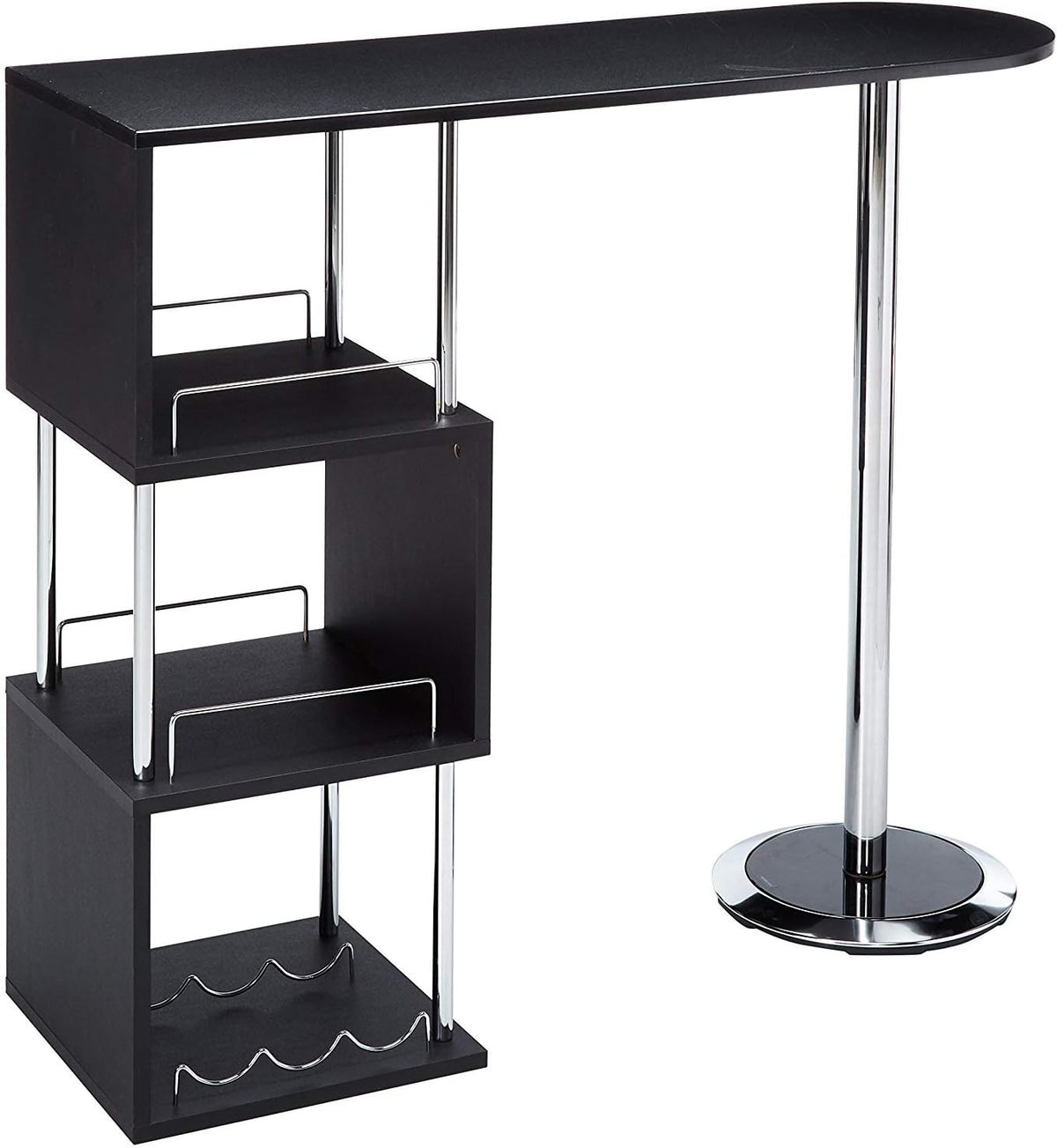Kings Brand Furniture - Minorca Modern Wine Bar Table w/Shelves (Black)