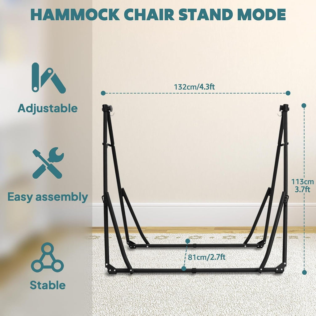 ANYOO 2-in-1 Hammock & Chair Stand with Collapsible Steel Frame & Carry Bag