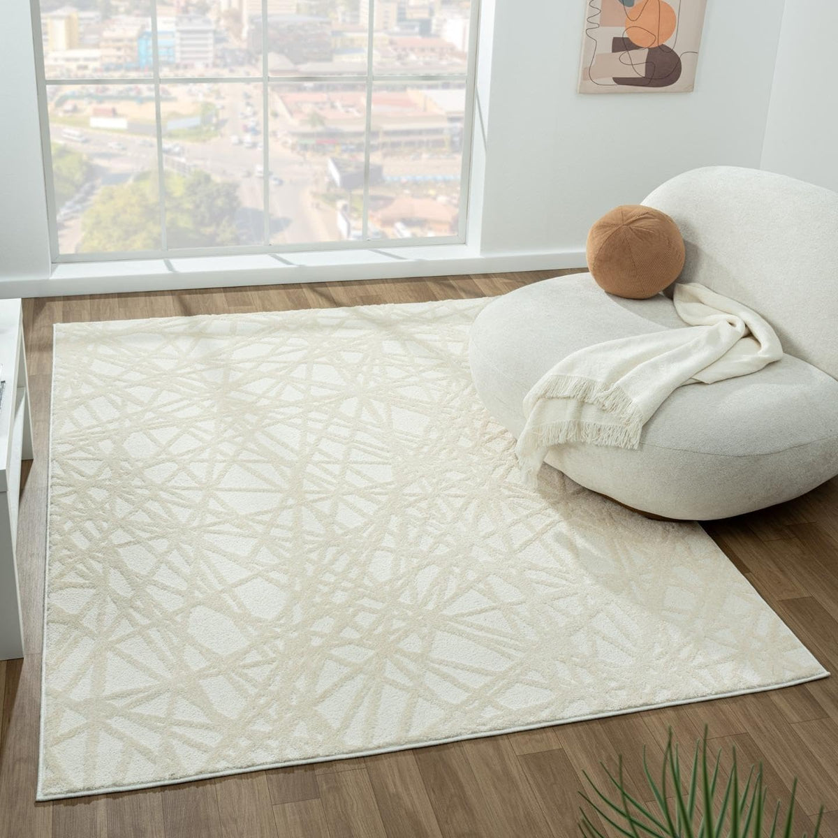 LUXE WEAVERS Modern Geometric Area Rug Cream 4x5