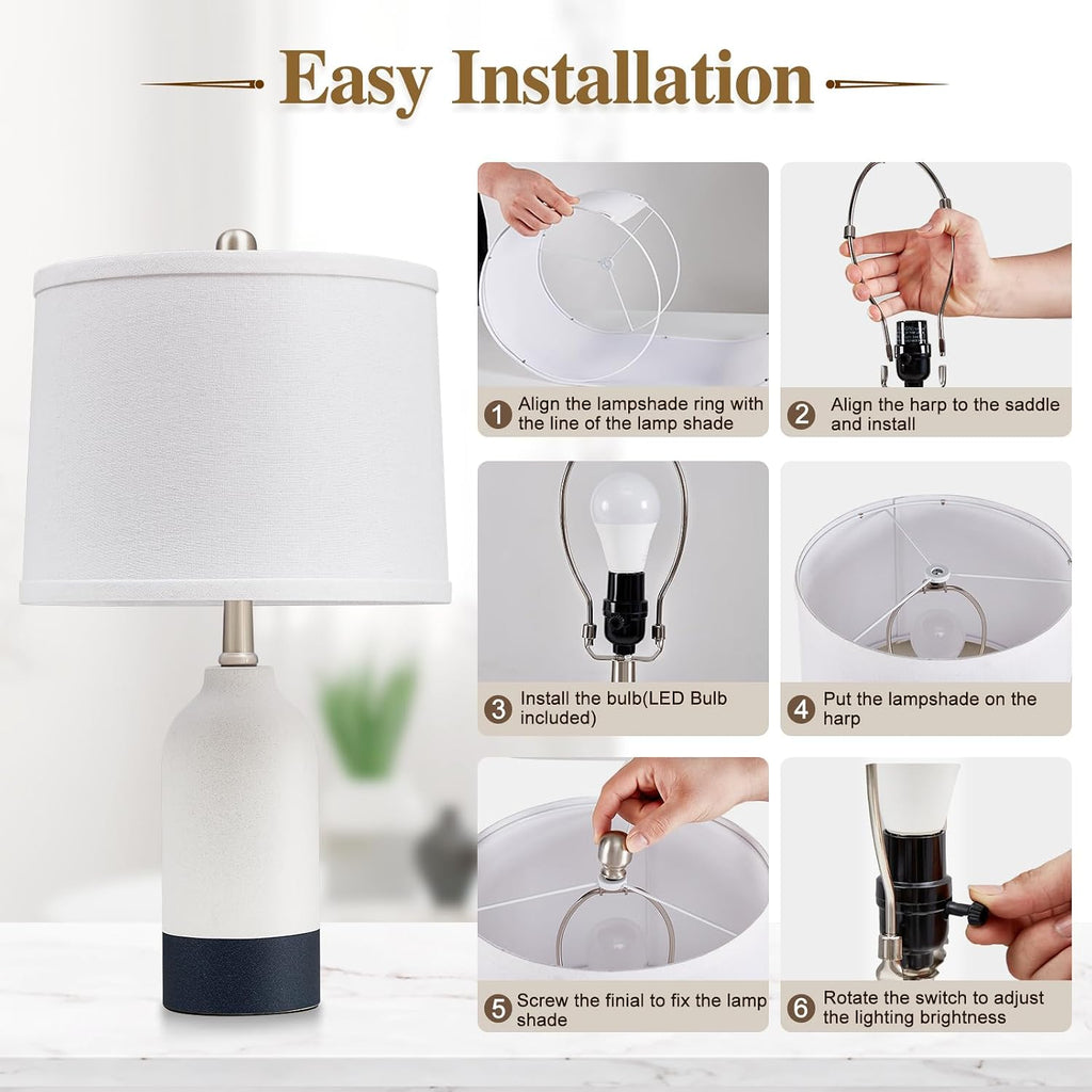 Luvkczc Ceramic Table Lamp Set of 2, Adjustable Color Temperature