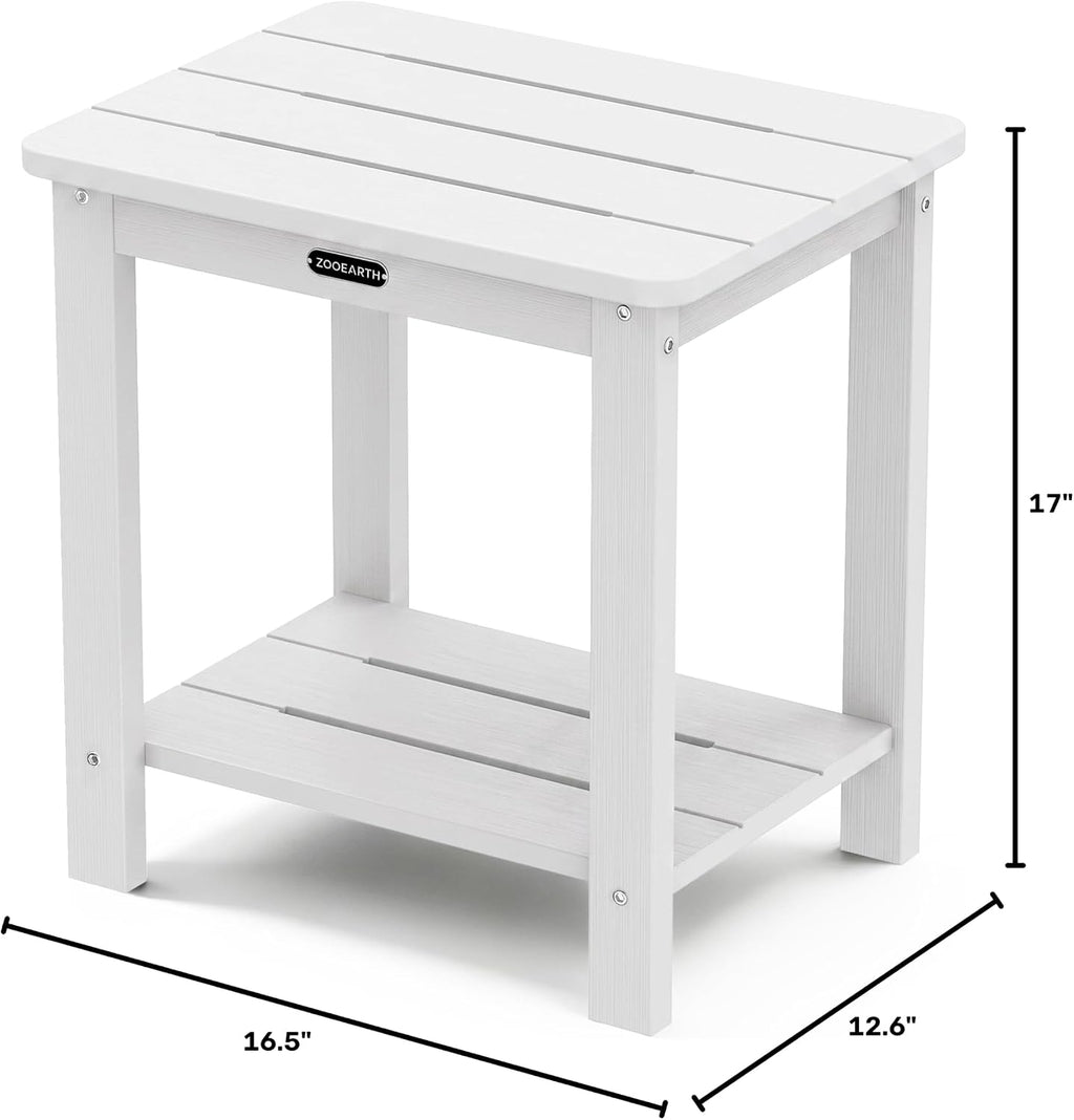 adirondack square outdoor side table, 2-tier storage patio shown in use