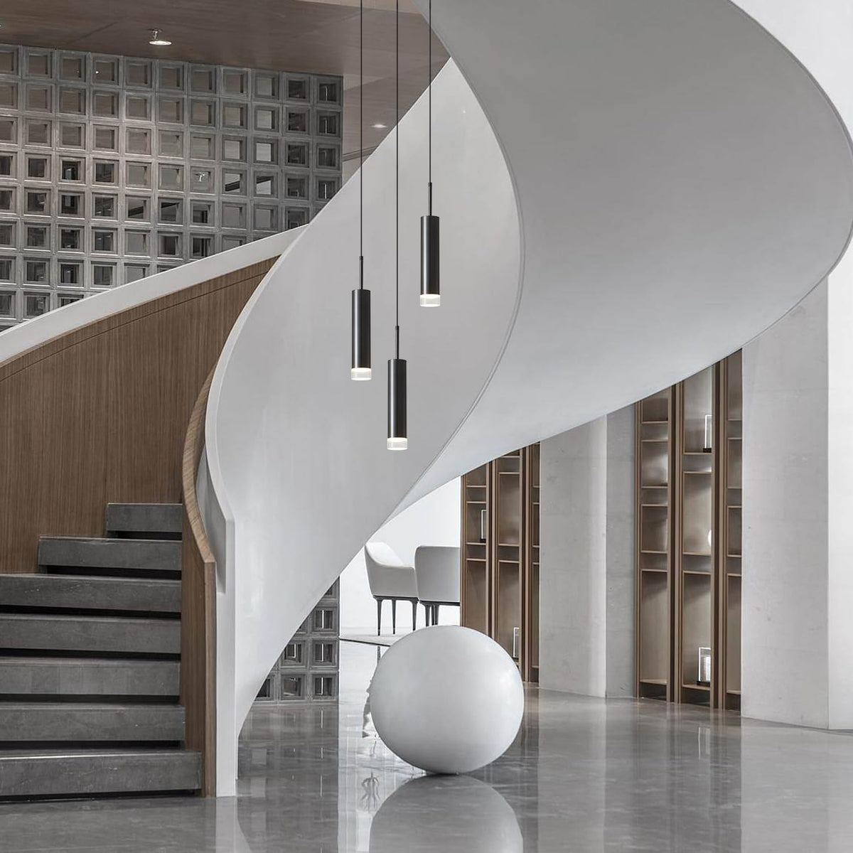 kco modern 3-light cluster chandelier matte black cylinder, close-up detail