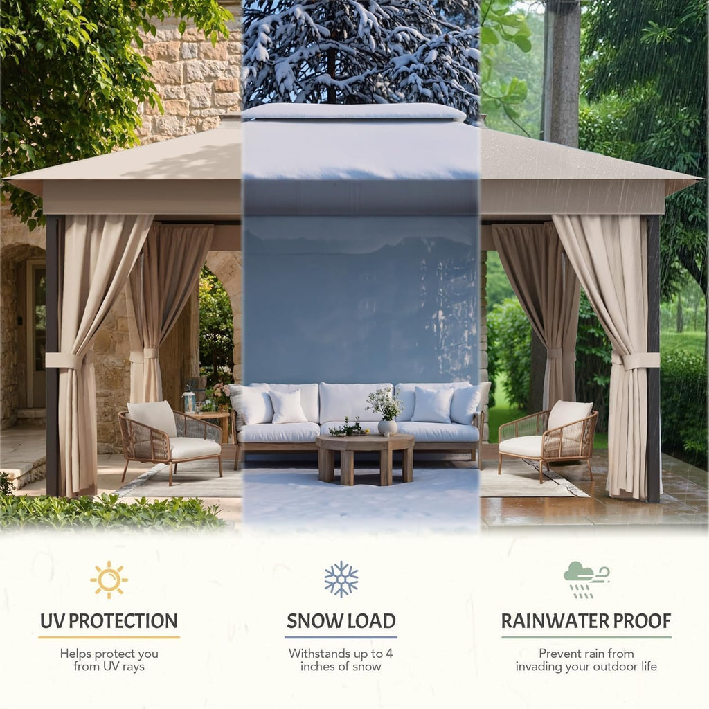 Devoko 10'x13' Outdoor Gazebo for Patio, Heavy Duty Steel Frame Canopy