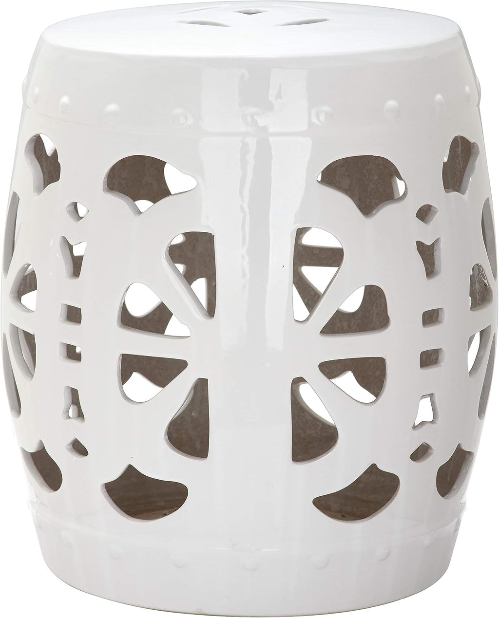 Safavieh Stencil Blossom Ceramic Decorative Garden Stool, Antique White