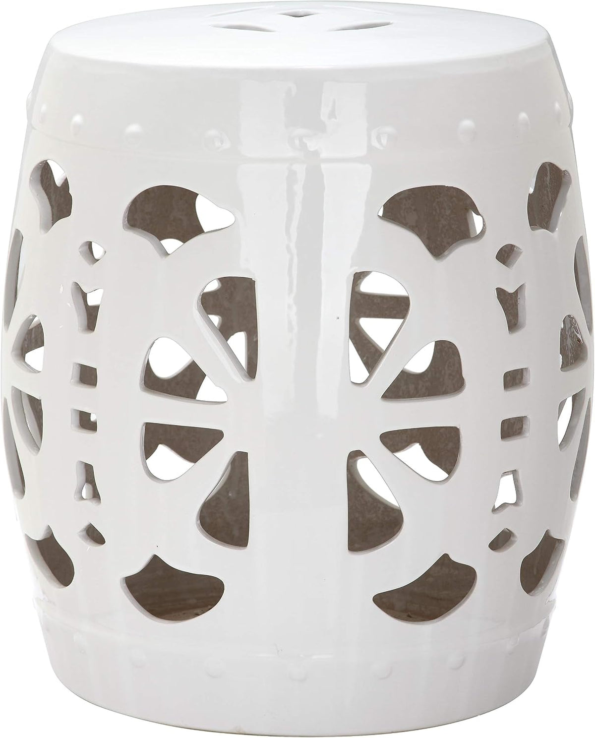 Safavieh Stencil Blossom Ceramic Decorative Garden Stool, Antique White