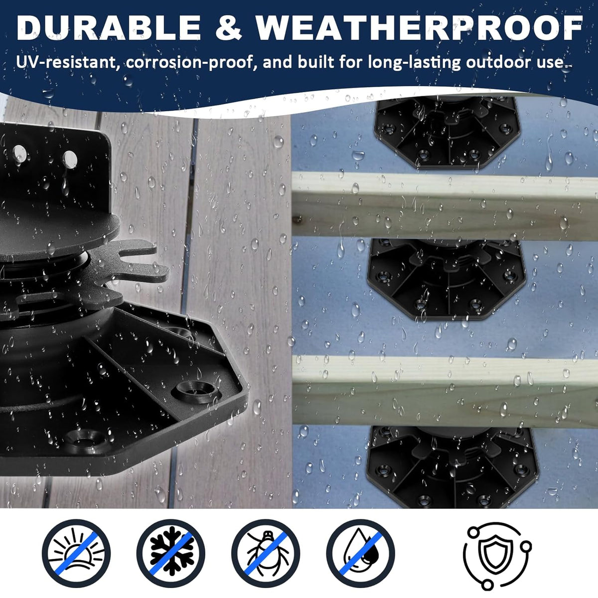 adjustable deck support pedestal, 1-3/16" to 2-3/4"(30-70mm) showing dimensions