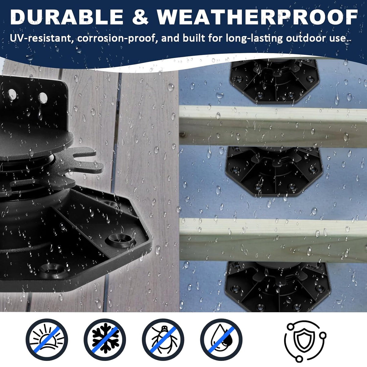 adjustable deck support pedestal, 1-3/16" to 2-3/4"(30-70mm), side view